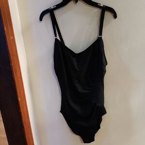 Calvin Klein Black Satin One-Piece Swimsuit